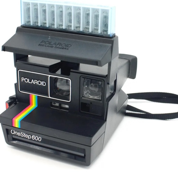 Polaroid OneStep 600 Black Instant Camera with Rainbow Stripe